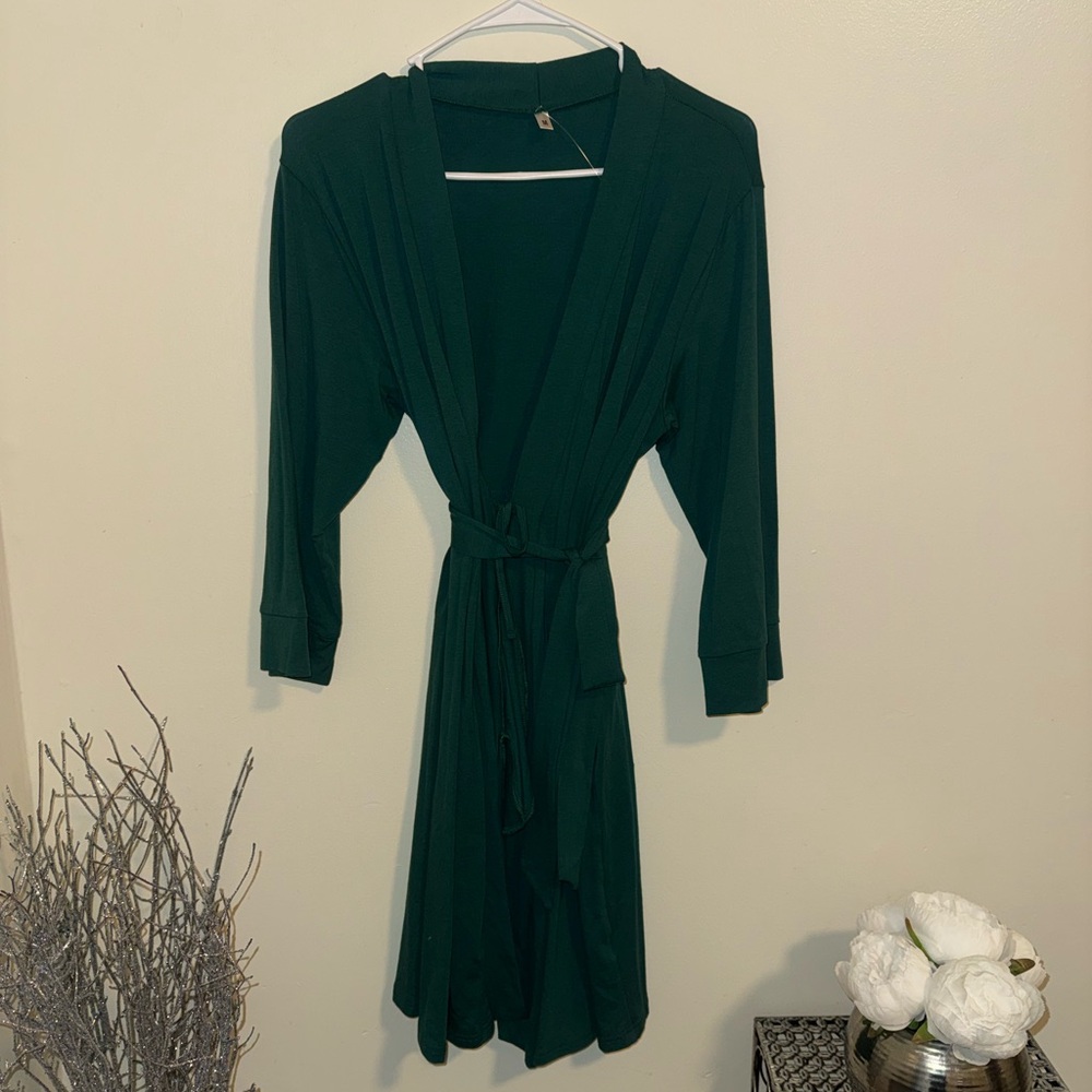 Dark Green Long Sleeve Wrap Dress
